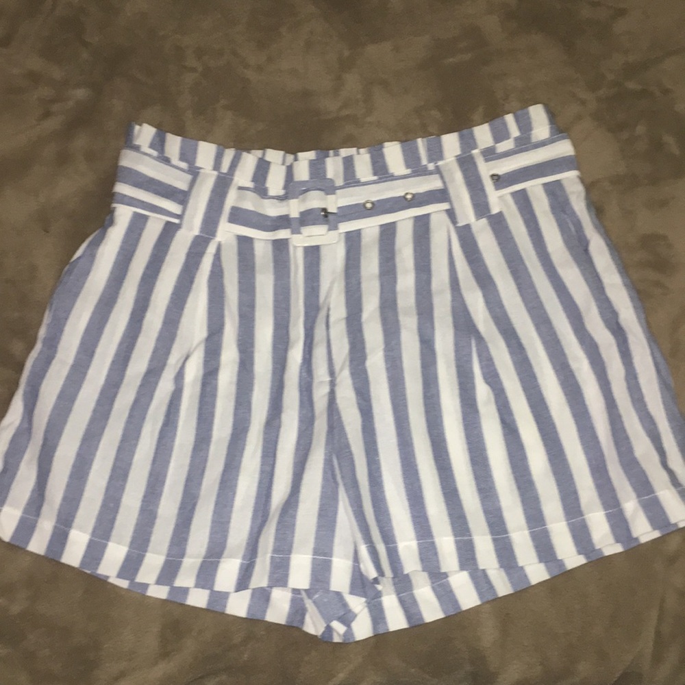 Striped baby blue and white shorts